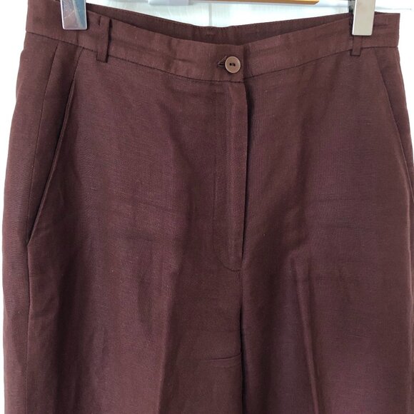 Chocolate Brown Linen Blend Pants - Picture 2 of 7